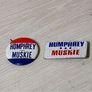 Vintage Lot of Two Humphrey Muskie Campaign Pin Button Political USA Collectible